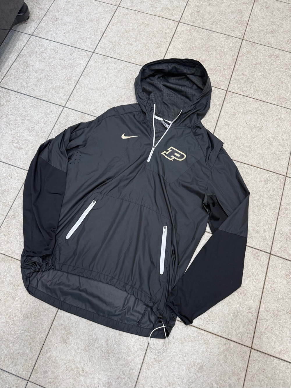 Nike Black Purdue Hooded Windbreaker with White Accents